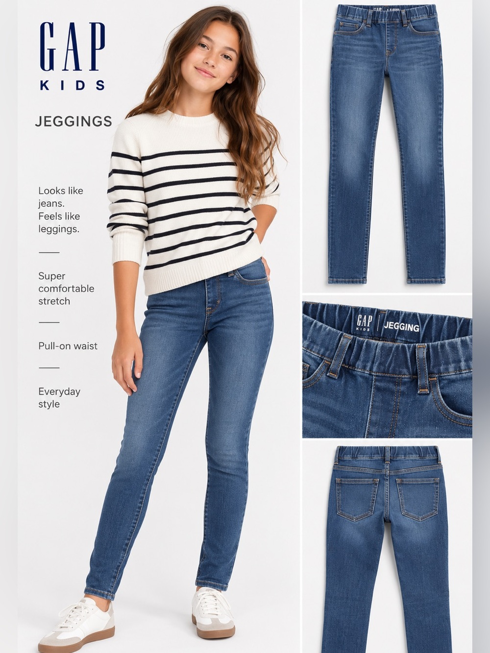 NWT GAP Kids Girls/Teen Size 18 Jeggings Stretch Skinny Jeans Medium Wash